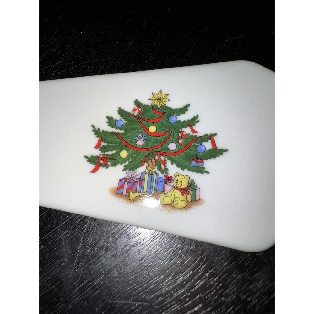 Vintage Christmas Tree Pie Cake Dessert‎ Plate Utensil Server Porcelain Japan